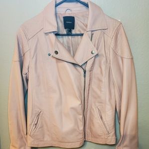 Faux leather light pink jacket